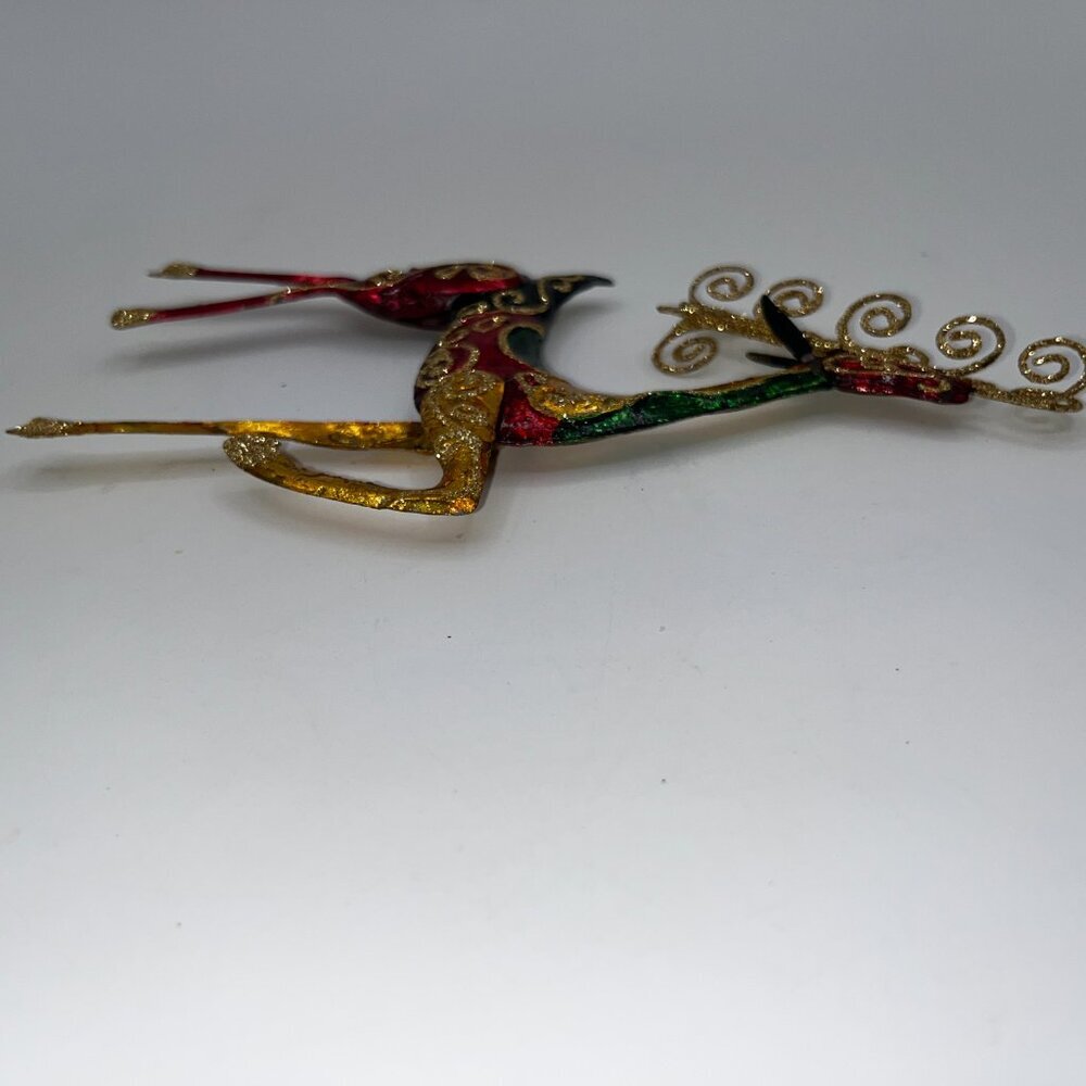 Vintage Pier One Pier 1 Metal Glitter Reindeer Decor Ornament About 7 inches ish - Picture 6 of 10